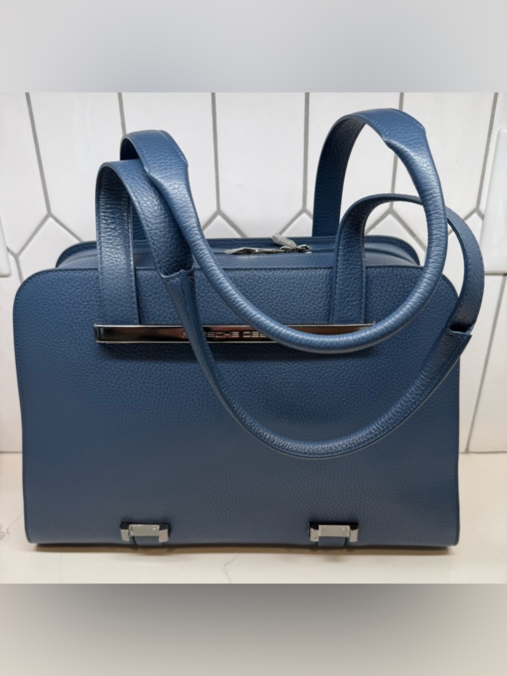 New Designer Porsche Design TwinBag Navy Blue Leather With Dust bag And Box